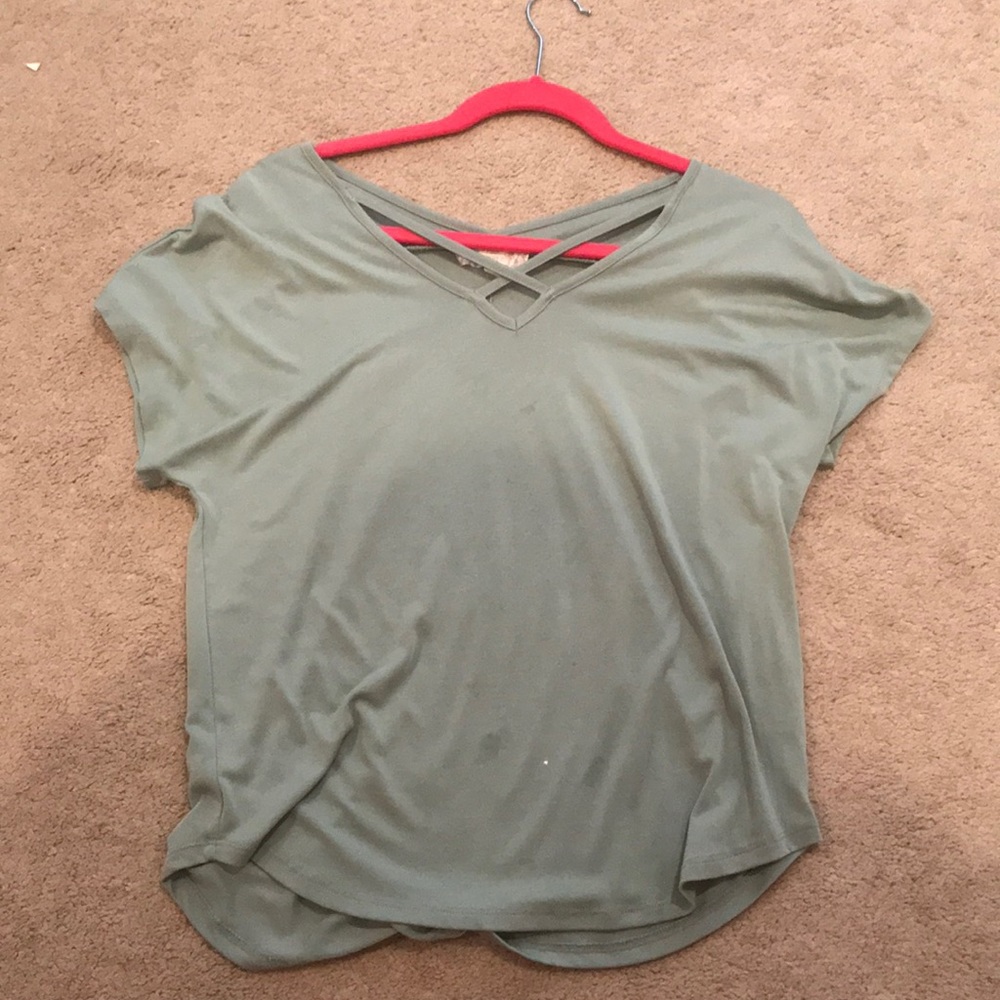 Olive Green Cross-Neck tee